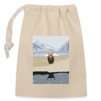 Cow - Closable cotton gift bag (14x20cm) - nature - Front