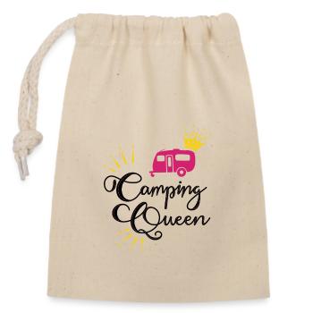 Camping Queen Wohnwagen - Verschließbarer Geschenkbeutel aus Baumwolle (14x20cm) - Natur - Vorne