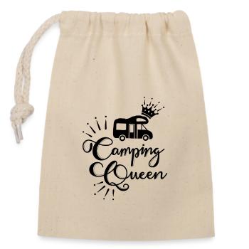 Camping schwarz Wohnmobil - Verschließbarer Geschenkbeutel aus Baumwolle (14x20cm) - Natur - Vorne
