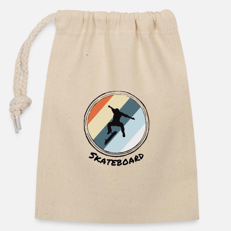 Skateboard - Closable cotton gift bag (14x20cm) - nature