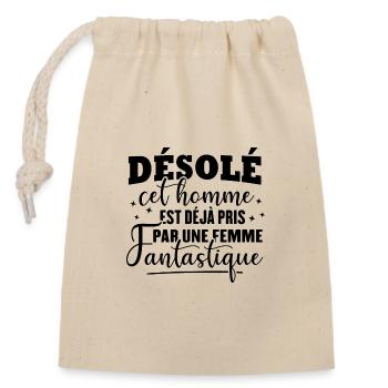 Cet homme est déjà pris par une femme fantastique - Sac cadeau en coton avec cordon (14 x 20 cm) - nature - Devant