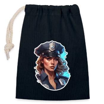 Polizei / Einsatz / Beruf / Job / Einsatzkräfte - Verschließbarer Geschenkbeutel aus Baumwolle (14x20cm) - Navy - Vorne