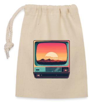 RETRO - Closable cotton gift bag (14x20cm) - nature - Front