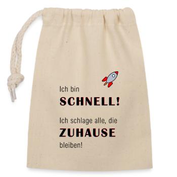 SCHNELL IST ANSICHTSSACHE - Verschließbarer Geschenkbeutel aus Baumwolle (14x20cm) - Natur - Vorne