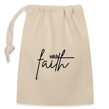 Walk by Faith - Closable cotton gift bag (14x20cm) - nature - Front