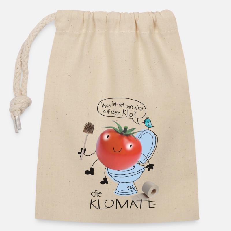 Klomate - Closable cotton gift bag (14x20cm) - nature
