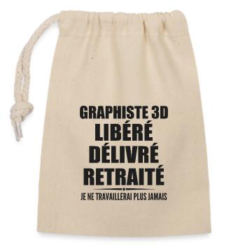 Graphiste 3D célèbre sa retraite avec humour cadea - Sac cadeau en coton avec cordon (14 x 20 cm) - nature - Devant