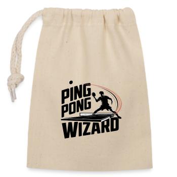 Ping Pong Wizard – Passe-temps de tennis de table - Sac cadeau en coton avec cordon (14 x 20 cm) - nature - Devant