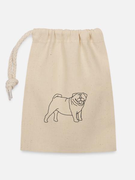 Just a Pug - Closable cotton gift bag (14x20cm) - nature