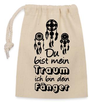 Traumfänger Spruch Liebe Valentinstag Geschenk - Verschließbarer Geschenkbeutel aus Baumwolle (14x20cm) - Natur - Vorne