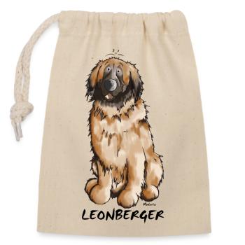Leon der Leonberger - Verschließbarer Geschenkbeutel aus Baumwolle (14x20cm) - Natur - Vorne