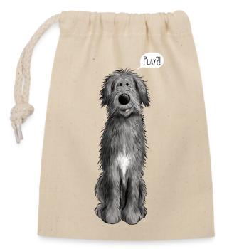 Irish Wolfhound Play - Dog - Dogs - Comic - Closable cotton gift bag (14x20cm) - nature - Front