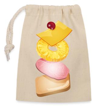 Ananas,fromage,jambon et pain grillé -Toast Hawaii - Sac cadeau en coton avec cordon (14 x 20 cm) - nature - Devant