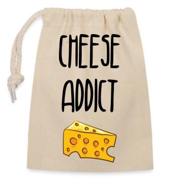Cheese Addict / Accro au fromage - Sac cadeau en coton avec cordon (14 x 20 cm) - nature - Devant