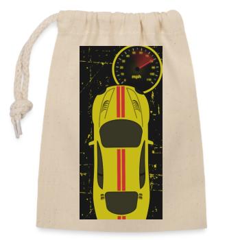 Voiture avec compteur de vitesse - Sac cadeau en coton avec cordon (14 x 20 cm) - nature - Devant