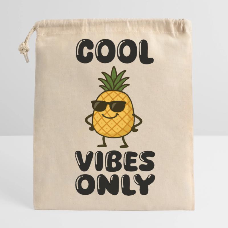 Bande dessinée ananas Sac cadeau en coton avec cordon (14 x 20 cm)