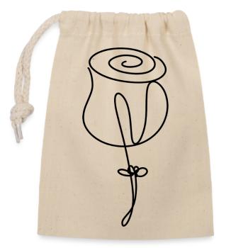 Fleur de rose minimaliste dessinée à la main - Sac cadeau en coton avec cordon (14 x 20 cm) - nature - Devant