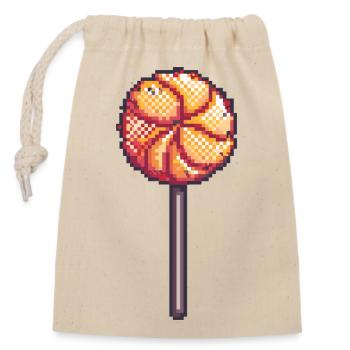 Pixel-Lolli am Stiel - Verschließbarer Geschenkbeutel aus Baumwolle (14x20cm) - Natur - Vorne