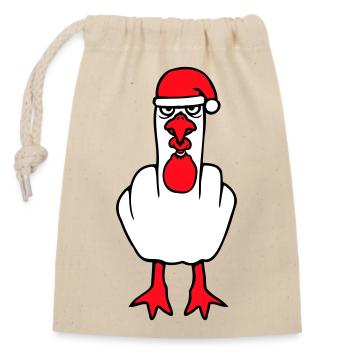 Mouette Doigt d’Honneur Baise Vous Noël En Colère - Sac cadeau en coton avec cordon (14 x 20 cm) - nature - Devant