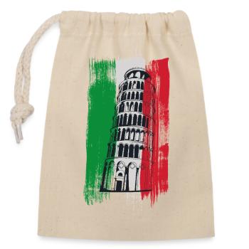 Schiefer Turm von Pisa – Italienische Ikone - Verschließbarer Geschenkbeutel aus Baumwolle (14x20cm) - Natur - Vorne