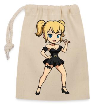 Blonde Rocksängerin auf der Bühne - Verschließbarer Geschenkbeutel aus Baumwolle (14x20cm) - Natur - Vorne