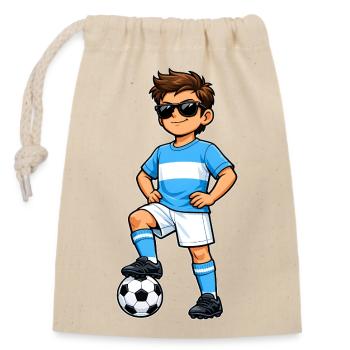 Soccer Boy Argentina Fan Argentine Flag - Closable cotton gift bag (14x20cm) - nature - Front