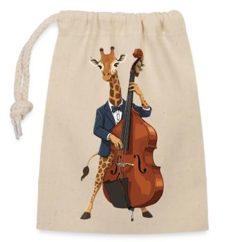 Giraffen-Jazz - Verschließbarer Geschenkbeutel aus Baumwolle (14x20cm) - Natur - Vorne