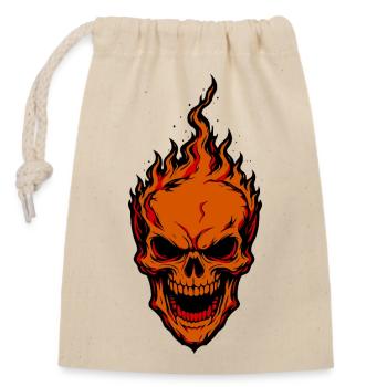 Flames Crâne Crâne Conception de Feu - Sac cadeau en coton avec cordon (14 x 20 cm) - nature - Devant