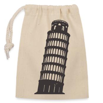 Italienische Turm von Pisa Silhouette - Verschließbarer Geschenkbeutel aus Baumwolle (14x20cm) - Natur - Vorne