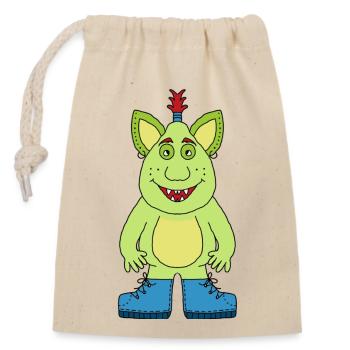 Cheerful Monster - Closable cotton gift bag (14x20cm) - nature - Front