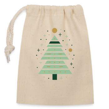 Sapin de Noël minimaliste - Sac cadeau en coton avec cordon (14 x 20 cm) - nature - Devant