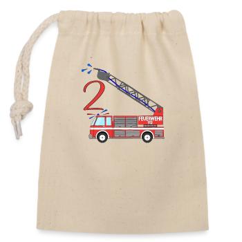 Fire engine 2nd birthday - Closable cotton gift bag (14x20cm) - nature - Front