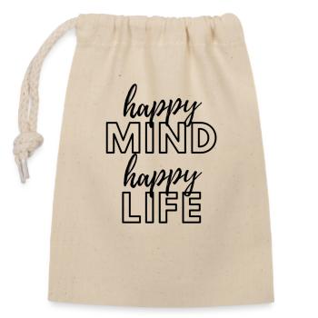 Happy mind happy life - Verschließbarer Geschenkbeutel aus Baumwolle (14x20cm) - Natur - Vorne