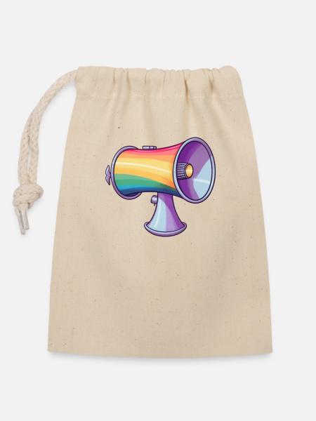 Pride Megaphone - Verschließbarer Geschenkbeutel aus Baumwolle (14x20cm) - Natur
