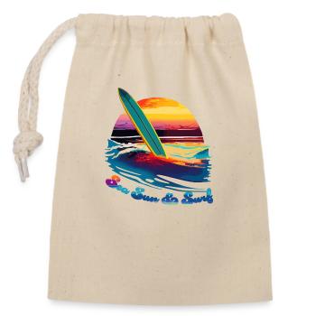 Sea sun & surf - Closable cotton gift bag (14x20cm) - nature - Front