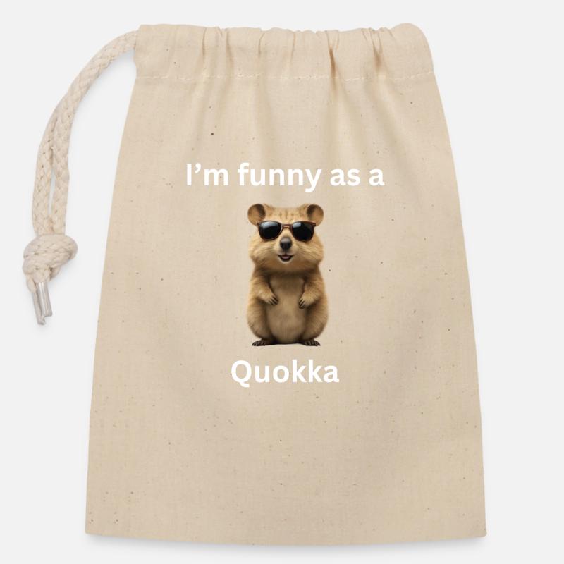 Quokka ist ein lustiges Tier - Verschließbarer Geschenkbeutel aus Baumwolle (14x20cm) - Natur