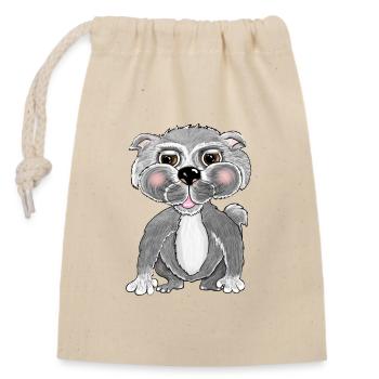 Bozley & Friends Cutesy Fluffy Dog - Closable cotton gift bag (14x20cm) - nature - Front
