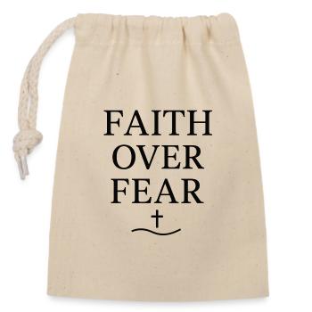 Foi dans la peur Typographie Imprimé - Sac cadeau en coton avec cordon (14 x 20 cm) - nature - Devant