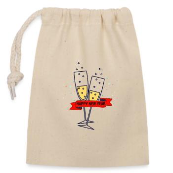 HAPPY NEW YEAR - Sac cadeau en coton avec cordon (14 x 20 cm) - nature - Devant