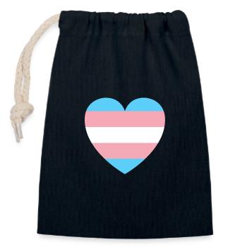 Trans Pride Flagge Herzform, Transgender - Verschließbarer Geschenkbeutel aus Baumwolle (14x20cm) - Navy - Vorne