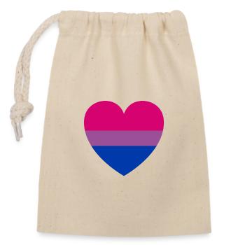 Bisexueller Stolz Flagge Herzform, Bi Stolz - Verschließbarer Geschenkbeutel aus Baumwolle (14x20cm) - Natur - Vorne