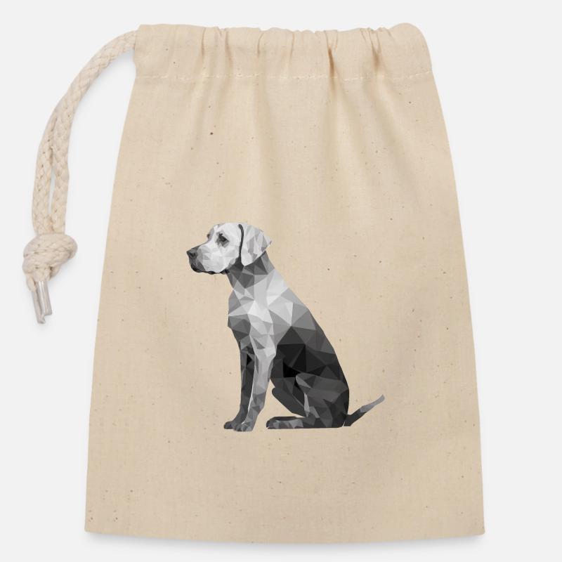 DOG - Closable cotton gift bag (14x20cm) - nature