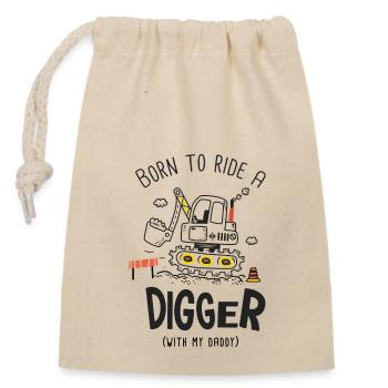 Born to ride a digger with my daddy - Closable cotton gift bag (14x20cm) - nature - Front