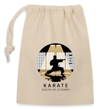 Discipline is Power – Karate & Kampfkunst - Verschließbarer Geschenkbeutel aus Baumwolle (14x20cm) - Natur - Vorne