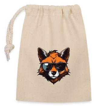 Fox Hipster Cool Party - Closable cotton gift bag (14x20cm) - nature - Front