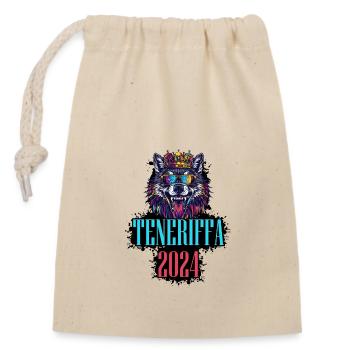 Tenerife 2024 Vacances Loup - Sac cadeau en coton avec cordon (14 x 20 cm) - nature - Devant