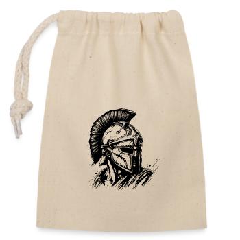 Spartan Helmet Icon - Closable cotton gift bag (14x20cm) - nature - Front