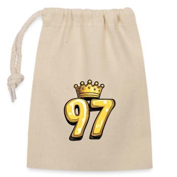 97 Number Krone - Closable cotton gift bag (14x20cm) - nature - Front