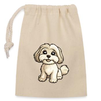 Chien Bichon Chavanais Bande Dessinée Bébé - Sac cadeau en coton avec cordon (14 x 20 cm) - nature - Devant