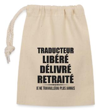 Traducteur célèbre sa retraite avec humour cadeau - Sac cadeau en coton avec cordon (14 x 20 cm) - nature - Devant